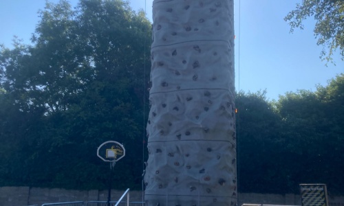 Climbing wall in playground